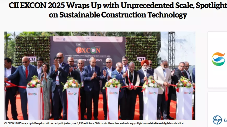 Snapshot of the EXCON 2025 article published by Construction Mirror