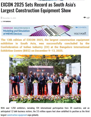 Snapshot of the EXCON 2025 article published by The Volt Post